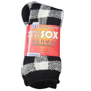 Most Heat Sox Thermal Insulated Socks Unisex Adult Fit Shoe Size 9 - 13 Plaid